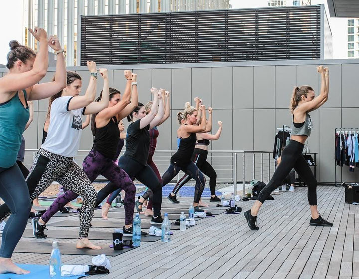 women in workout class